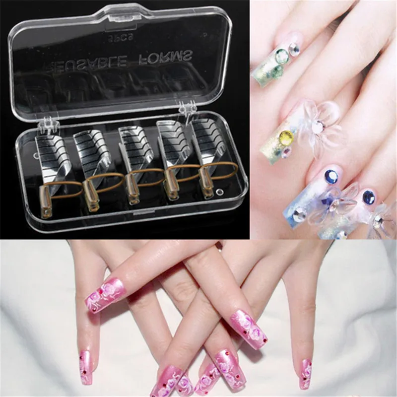 5pcs Reusable Nail Forms Uv Gel Polish Nails Extension Guide 5pcs Reusable Nail Forms Uv Gel Polish Nails Extension Guide Tool Acrylic French Tips Art High Quality Carved Wedding Rings