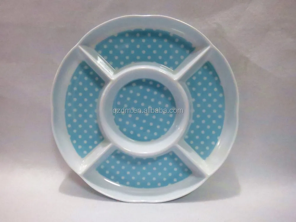 Round Shape Melamine Divided Tray For Snacks