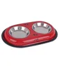 Ski Group Of Stainless Steel Pure Silver Double Diner Pet Dish Bowl
