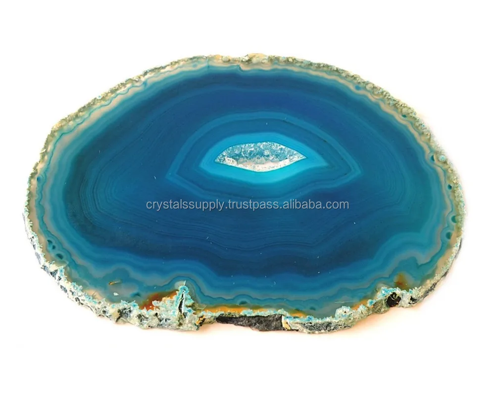 Coaster Cup Natural Agate Coaster Drink Cup Mat With Golden Trim