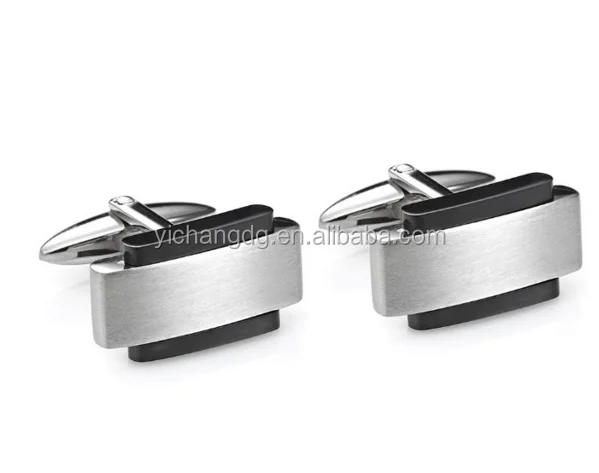 Silver Black Stainless Steel Mens Cufflinks.png