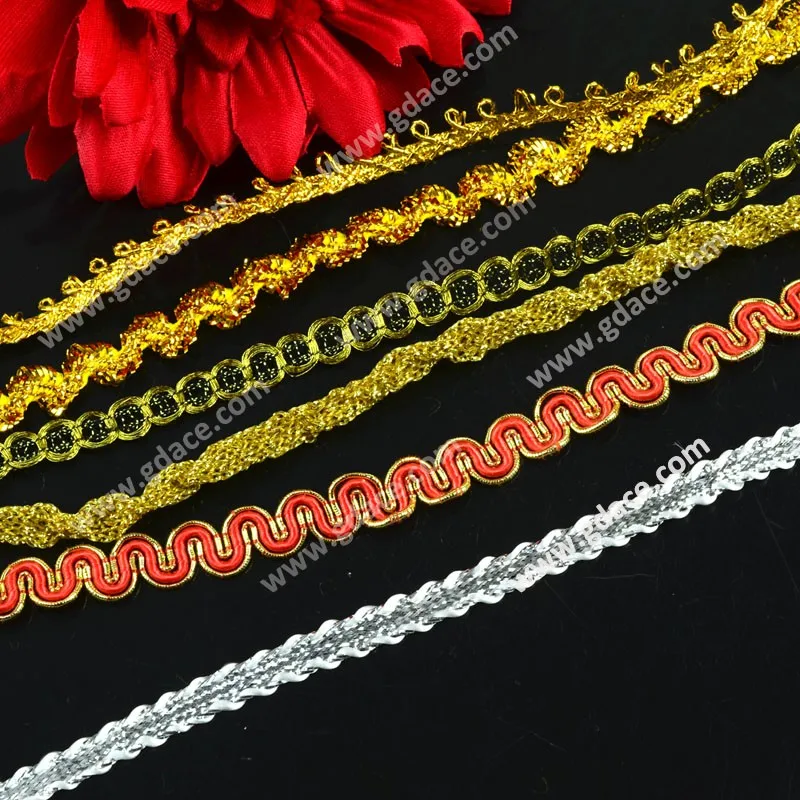Gold Lace Sequin trims bridal lace trimming for Dress China
