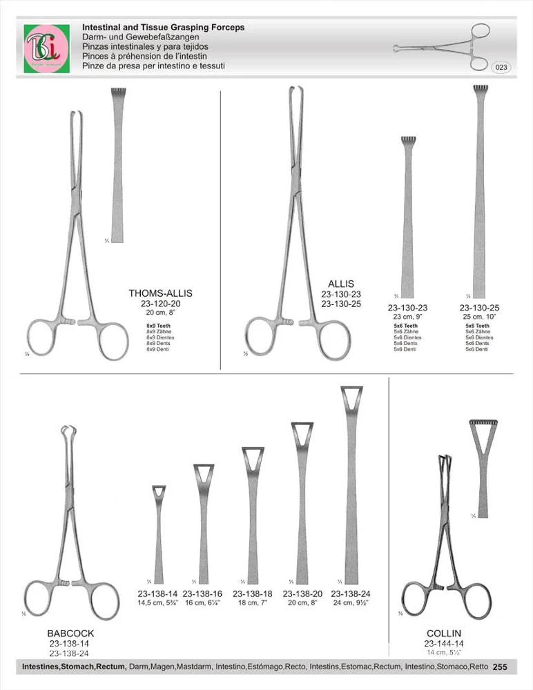Thomas Intestinal Tissue Forceps Surgical Allis Intestinal Forceps