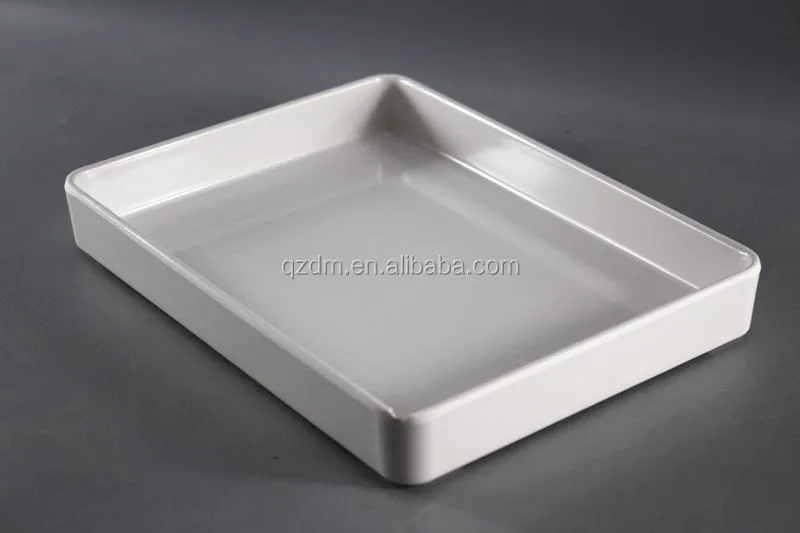 10 Inch Melamine Square Tray White Plastic Serving Plate For Restaurant