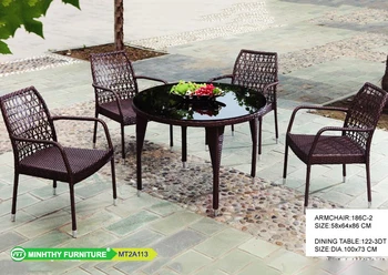 5 Pc Outdoor Restaurant Patio Dining Set Round Gl Table Rattan 5 Pc Outdoor Restaurant Patio Dining