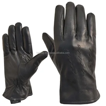 Fashion Black Men Winter Leather Gloves 