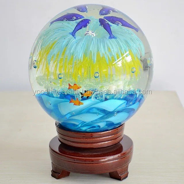 G006 Round Glass Ball,Glass Crafts,Luminous Glass Ball,13cm Diameter