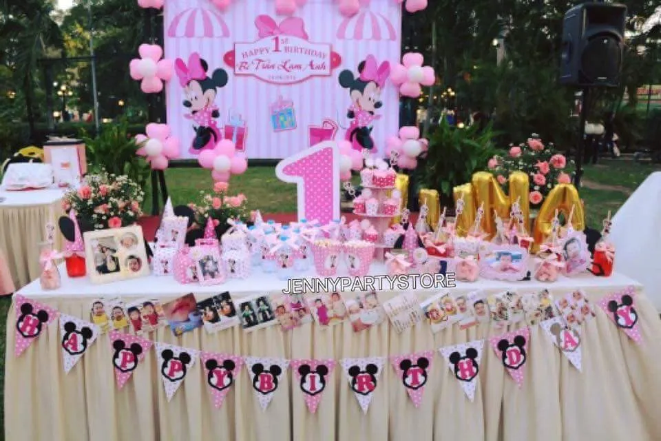 Grosir Perlengkapan Pesta Anak anak Tema Minnie Mouse 1st 