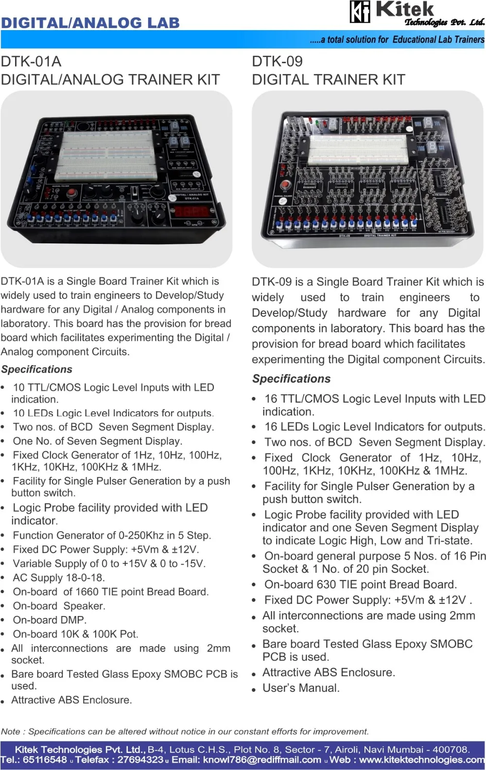 Didactic Trainer Equipment / Digital Trainer Board Kit / Basic