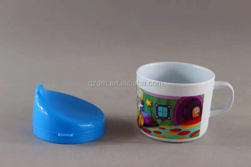 One Handle Melamine Kids Mugs With Suction Nozzles