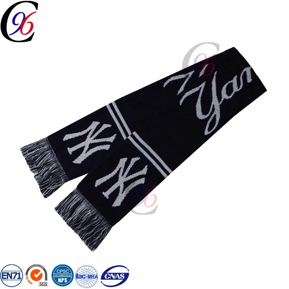 Chengxing new design 100% acrylic spandex custom wholesale woven crochet soccer football fans sport scarf 