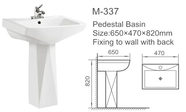 Sanitary ware suit white diamond square pedestal basin and toilet bathroom set