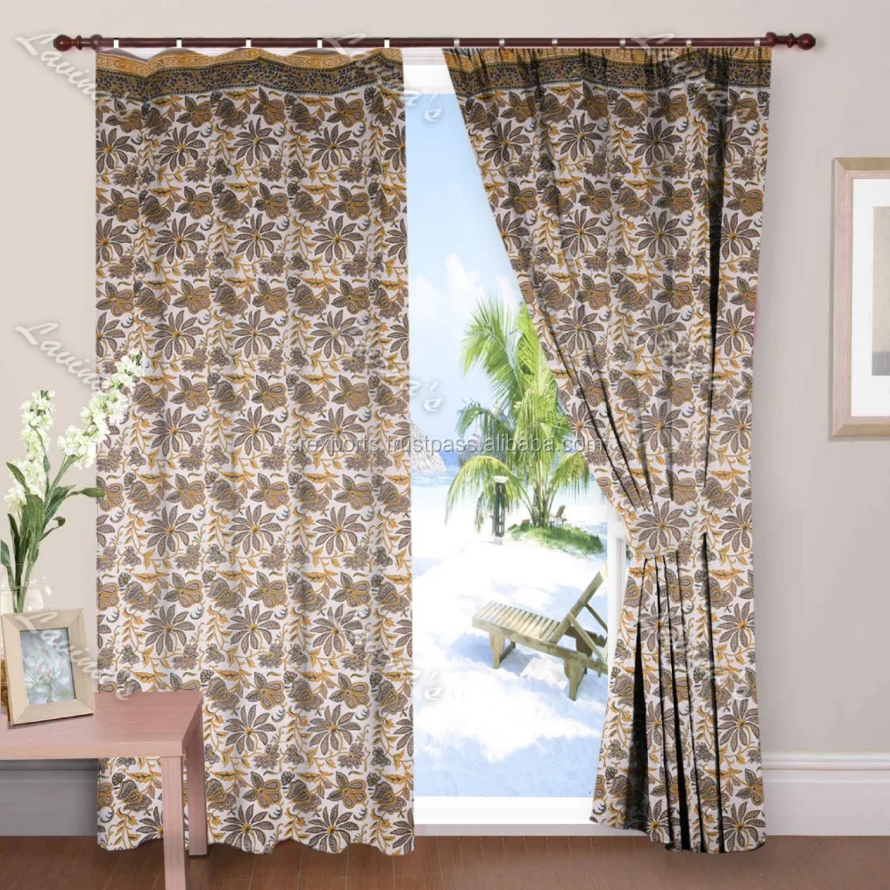 Hand Block Printed Home Decorative Window Valance Drapery Panel