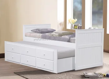 Modern Solid Wooden White Drawers Storage Single Beds Drawers Bed