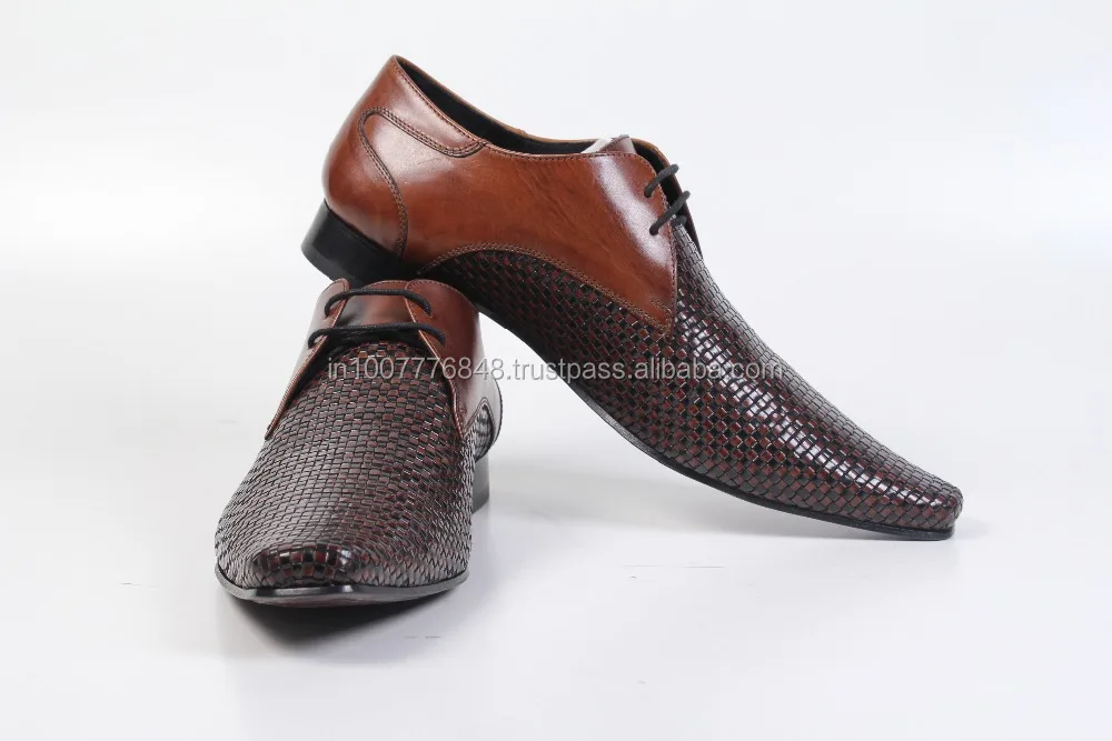 Latest Design Tan Mens Party Style Genuine Leather Dress Shoes