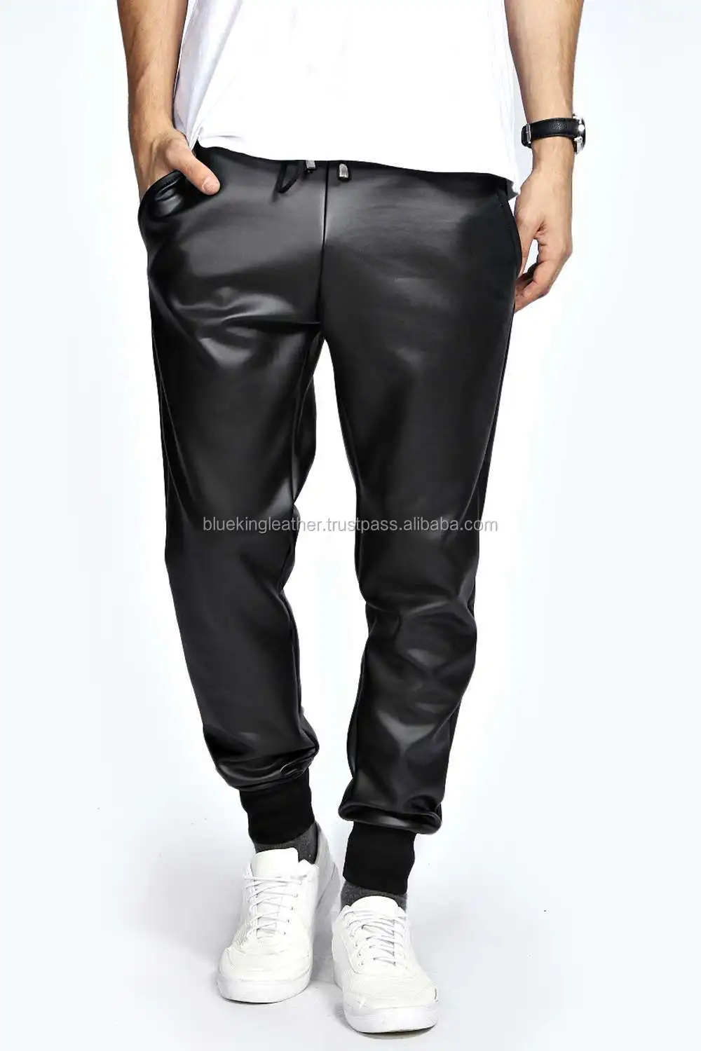 leather look jogger pants