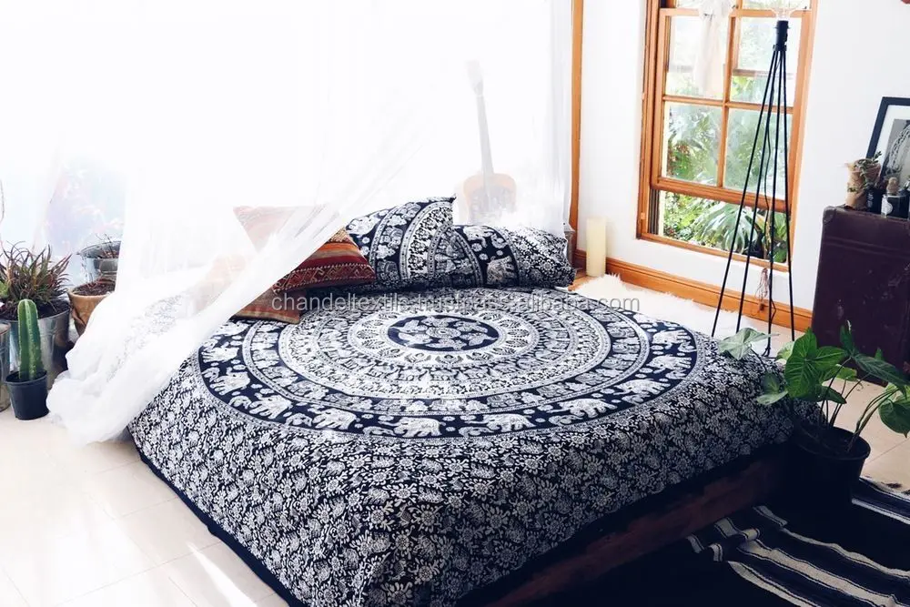 Queen Bed Sheet Indian Mandala Tapestry Bedding Set Throw With 2 Pillow Cover