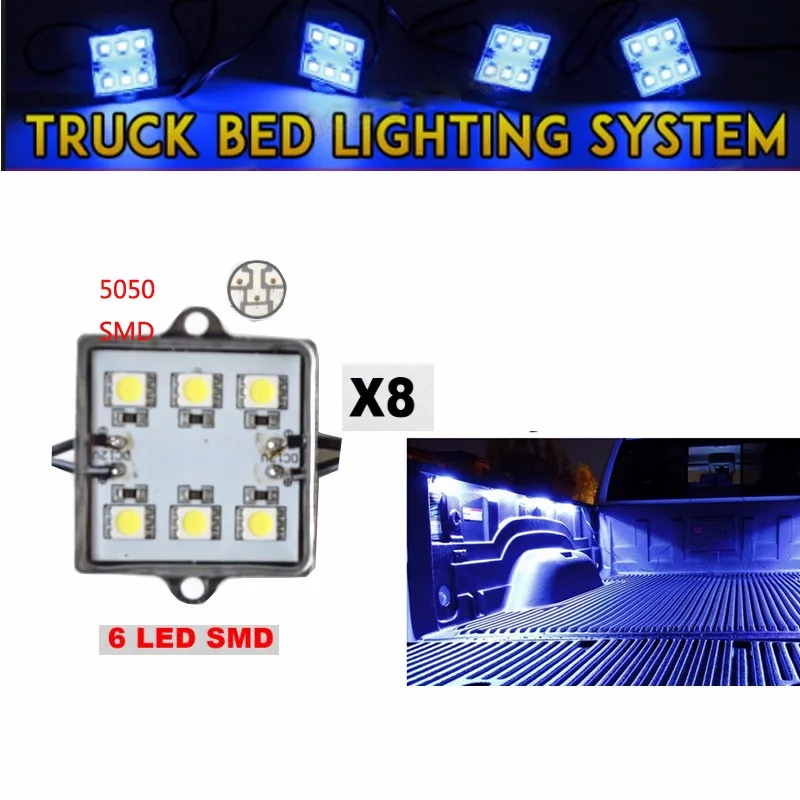 8pc Pick Up Truck Bed 48white LED Lighting System Light Kit