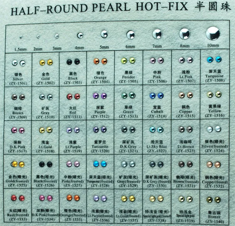 Different colors different sizes half round hot-fix aluminum pearl for shoes