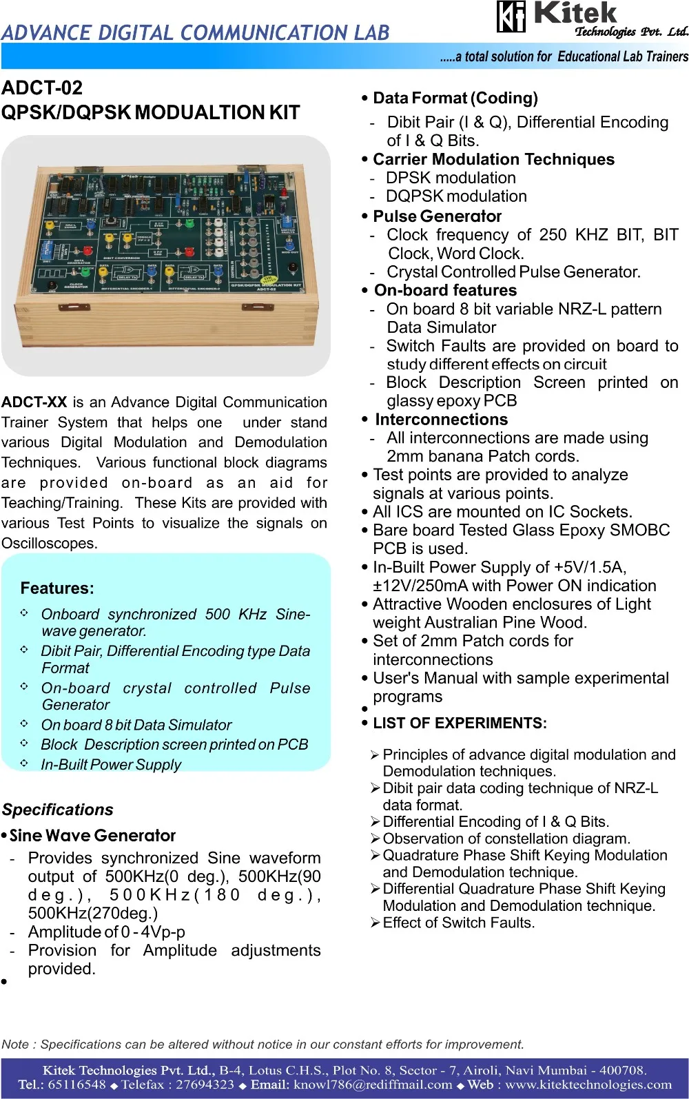 Tdm Communication Trainer Kit / Digiatl Communication Trainer Kit