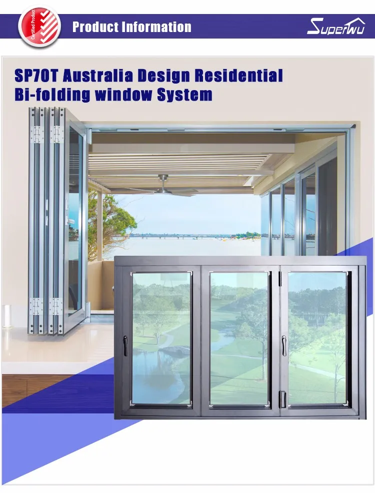Superwu Australian Standard Aluminium Bi-folding Window For Kitchen