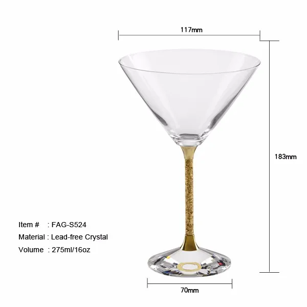 Martini Cup Gold Goblet party drinking spirit glassware Vodka Glass