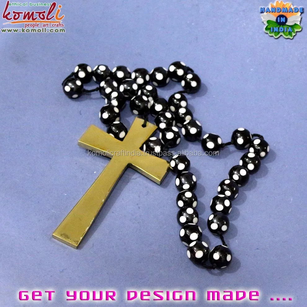 Lulu Cross Rosary - Polka Dot Resin Bead Komoli-20179-BRASS (2).jpg