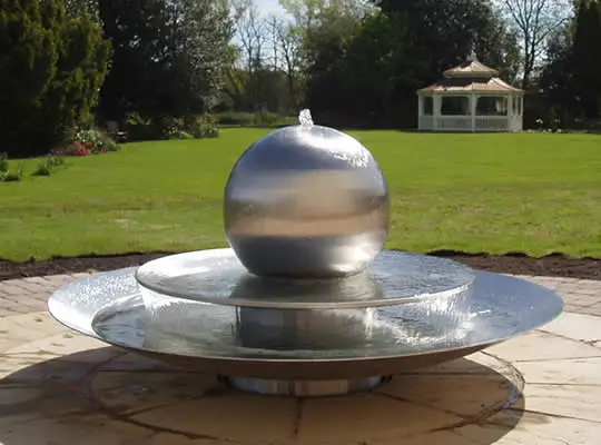 20" inches stainless steel sphere fountain sculpture water feature