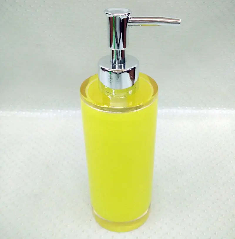 yellow bathroom soap dispenser