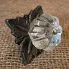 Shabby Chic Glass Door Knob Ceramic Cabinet Knob with Backplate