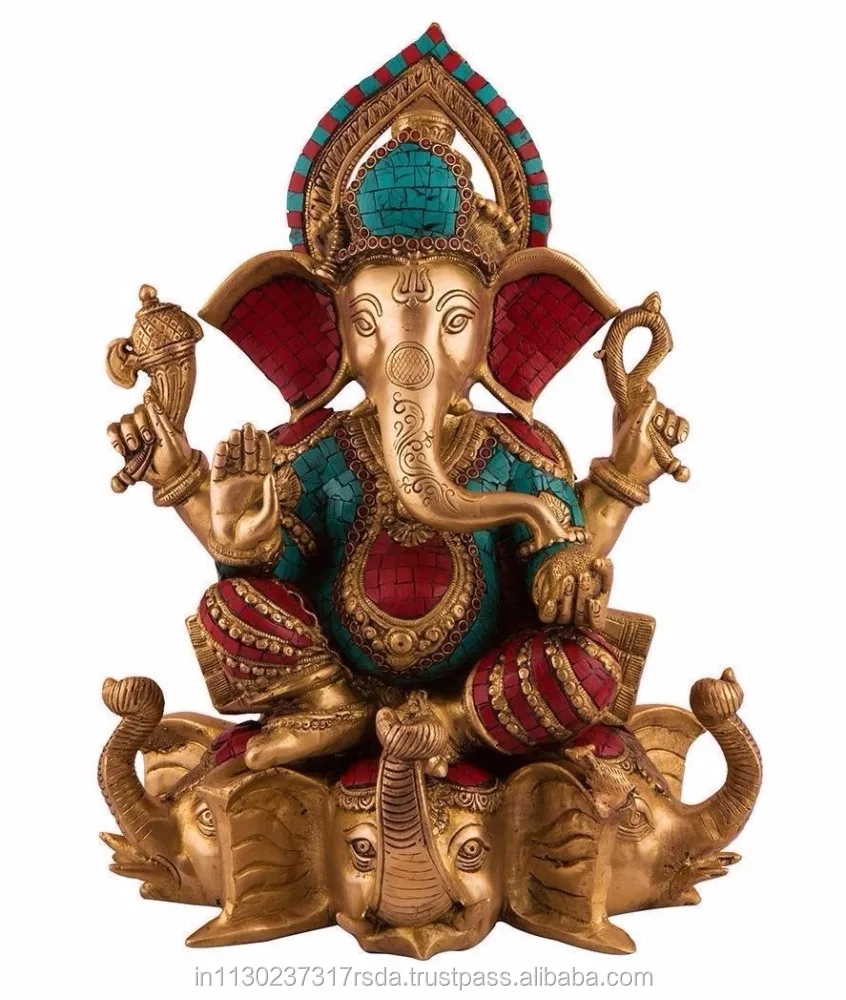Ganesha Sitting On Elephant Large Ganesh Statue Brass Sculpture Figurine 50027899719