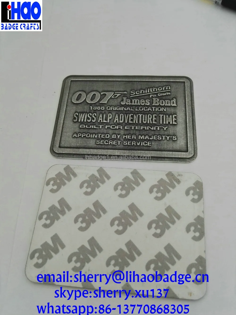 Luxury Shiny Silver 3d Embossed Aluminum Metal Brand Logo Letter Badge