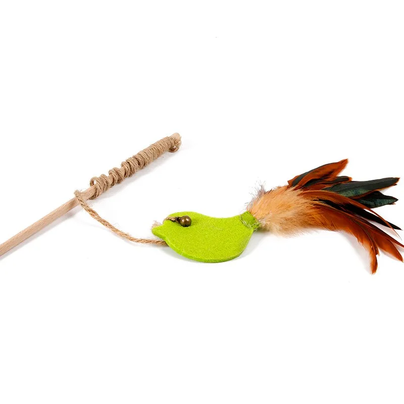 Wholesale Bulk Felt Pet Feather Dangler Cat Toy Fishing Rod Cat Feather
