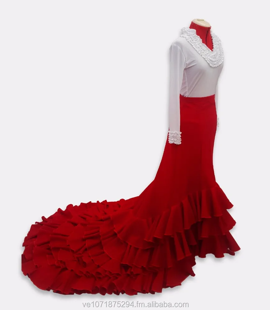 
Long tail skirt bata de cola flamenco dances 