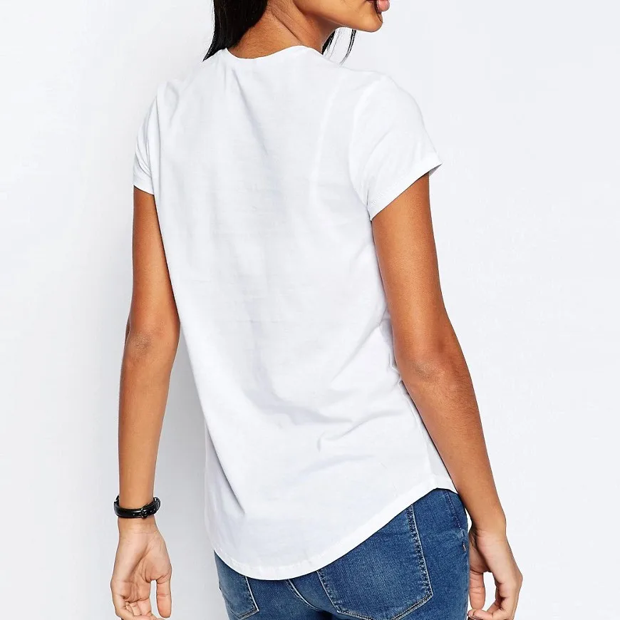 Wholesale Plain White Women T Shirt Custom Bulk Cotton Lady Tee Shirts With Step Hem Buy Girls