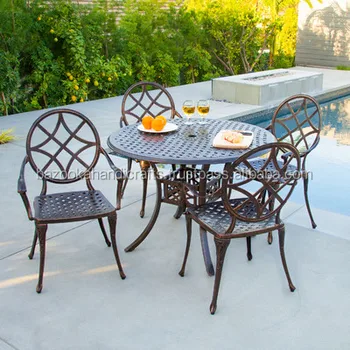 Garden Furniture Cast Aluminum Copper Outdoor Dining Set And Indoor Contemporary
