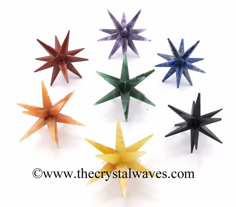 Mix Assorted Gemstones 12 Point Merkaba Star Buy Crystal