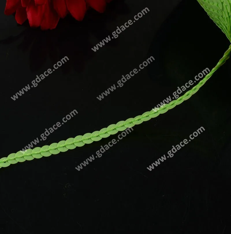Green 4mm Sequin Trims In Roll For Dress Decoration