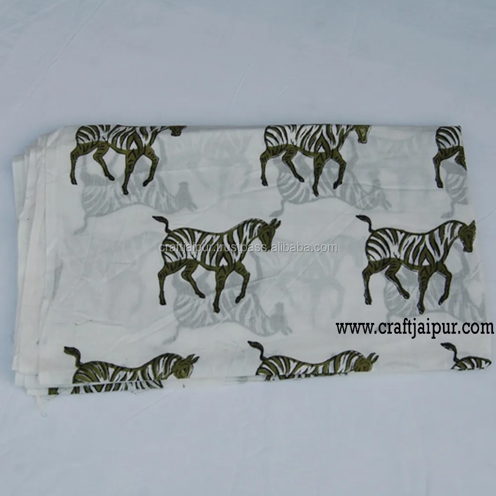 Hand block running horse printed beautiful voile material indian wholesale sewing fabric