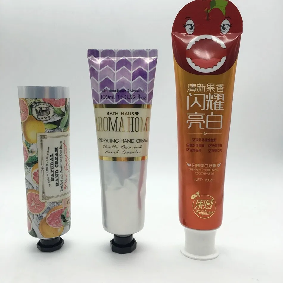 Chinese round cosmetic packaging hand cream tube octagon cap