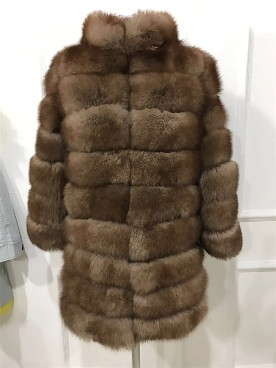 Genuine Fabric Natural Fur Coat Women Down Jacket Winter Long Section ...