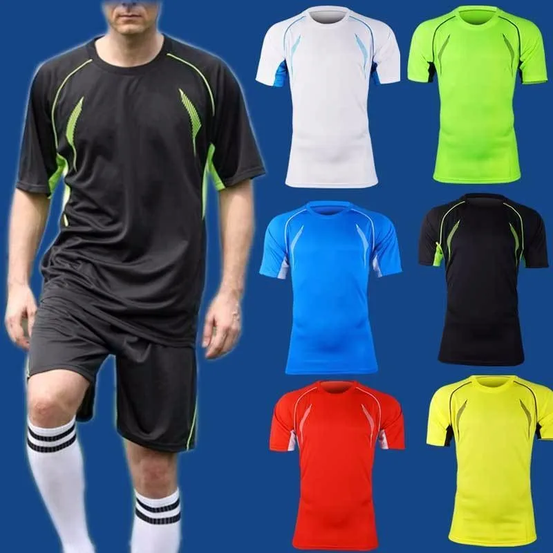 Men's Soccer Football Referee Jersey Team Short Uniform Sleeve Shirt Shorts  New