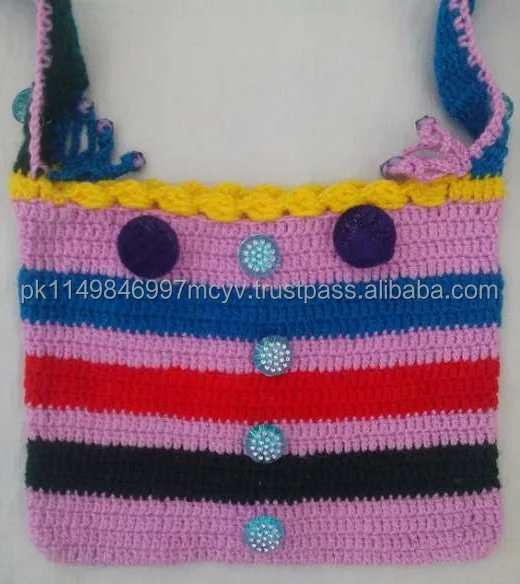 Crochet Shoulder Bag Side Tablet Jewelry Mini Multicolor Trendy Look Handmade Soulder Product On
