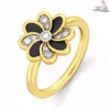 Hot Sale Wholesale Black Enamel 18k Yellow Solid Gold Certified Diamond Womans Ring