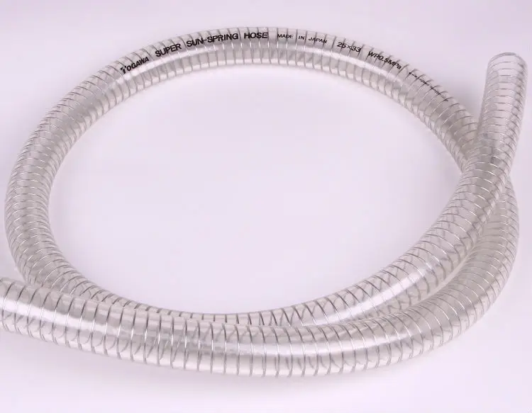 PVC spiral steel wire reinforced hose. Manufactured by Togawa Industry Corporation. Made in Japan (pvc spiral flexible hose)