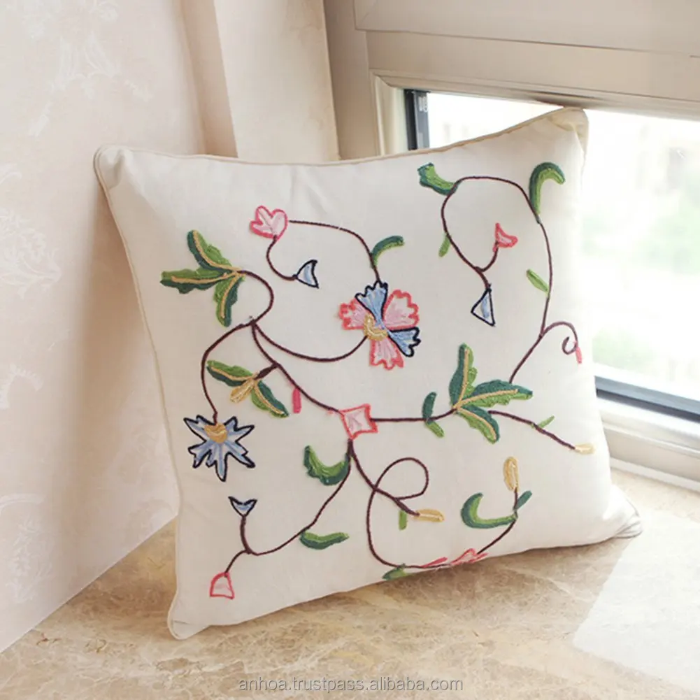 Details about   2021 Floral European Embroidery Cushion Cover Ruffled Lace Cotton Pillow Case 
