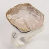 Free Form Raw Rose Quartz Rough gemstone Ring 925 Sterling Silver Bezel Gemstone Jewelry Store