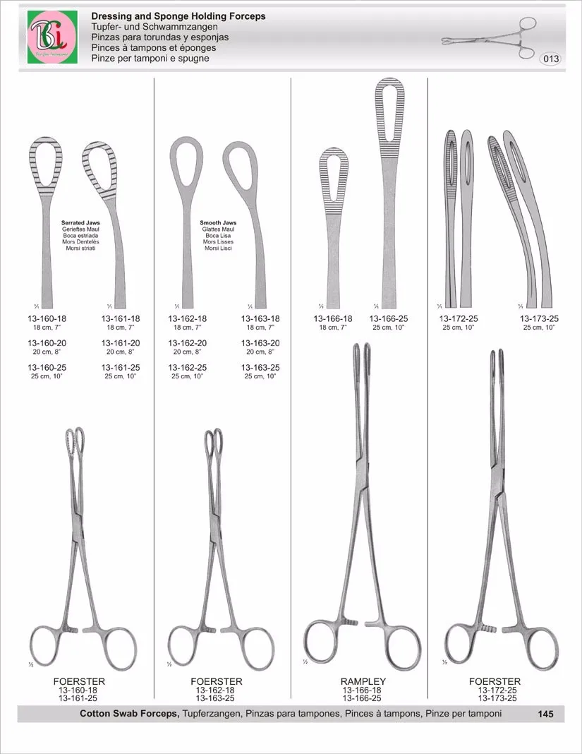 Foerster Sponge Forceps Serrated Jaws Rampley Straight Sponge Holding