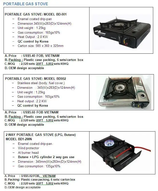 Portable Gas Stove Model Bd001 Buy Cheapest Portable Gas Stove