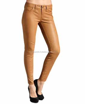 tan leather pants womens